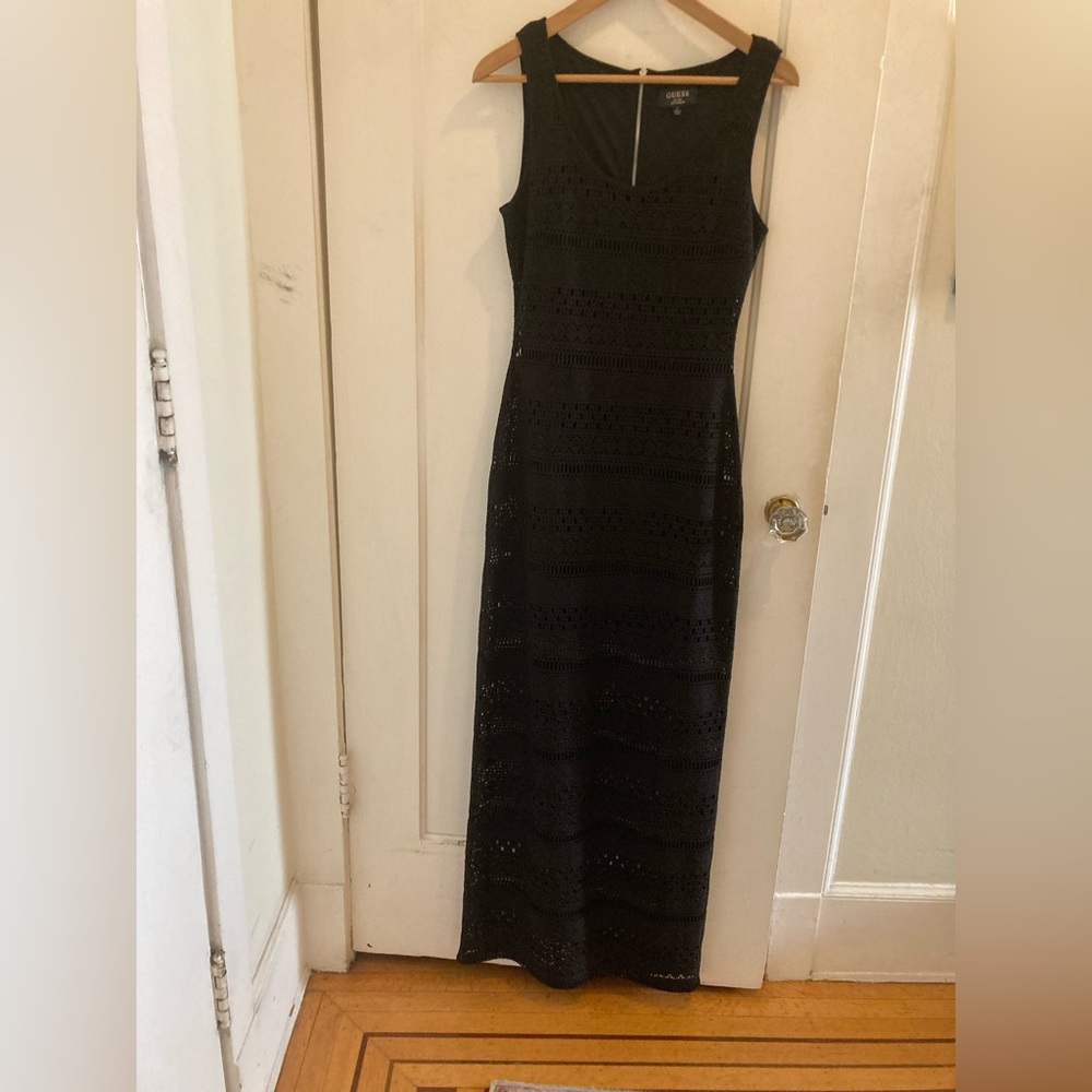 Guess chic Black Lace Lined Maxi Dress size 4